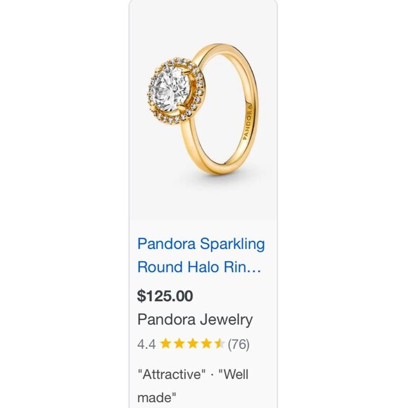 Pandora Gold Plated Sparkling Round Halo Ring - Picture 12 of 12